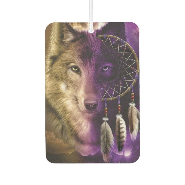 Wolf and Dream Catcher Car Air Freshener (Front)
