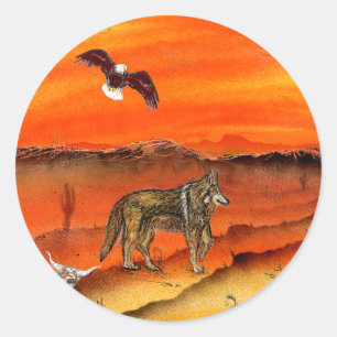 Wolf and Eagle Classic Round Sticker