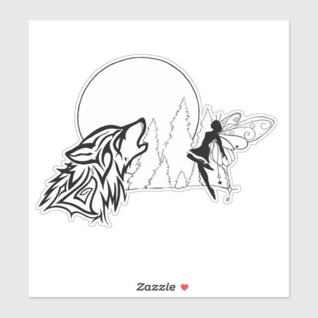 Wolf and Fairy Custom-Cut Vinyl Sticker (Sheet)