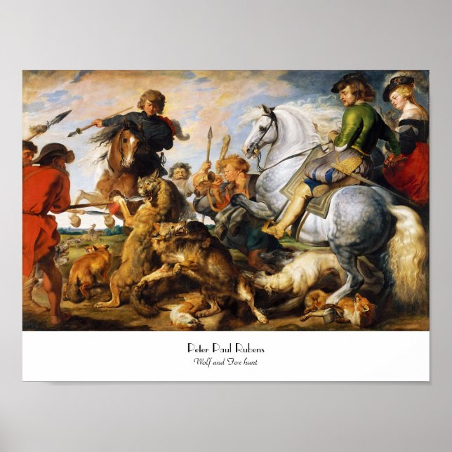 Wolf and Fox hunt Peter Paul Rubens masterpiece Poster (Front)