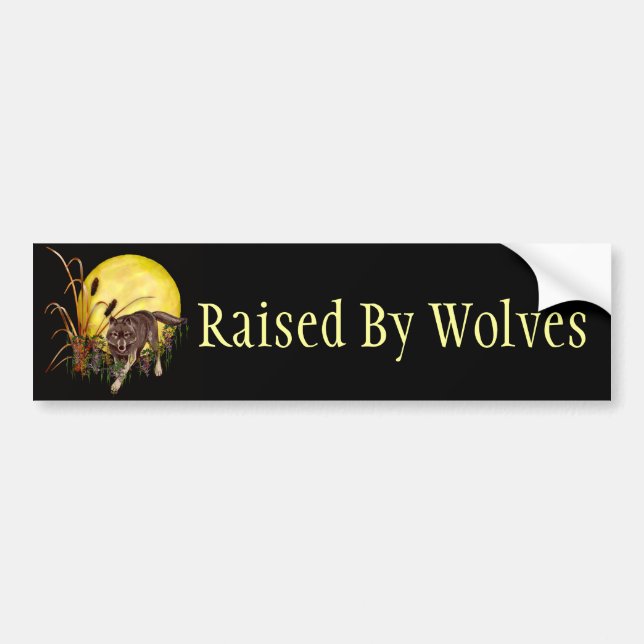 Wolf and Full Moon Bumper Sticker (Front)