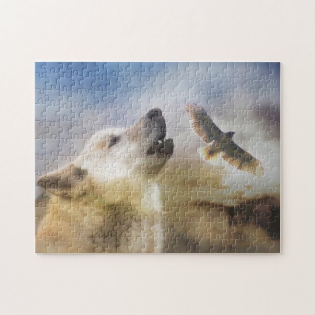 Wolf and Hawk Native American Inspired Jigsaw Puzz Jigsaw Puzzle (Horizontal)