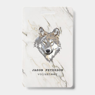 Wolf And Marble Stone ID Badge
