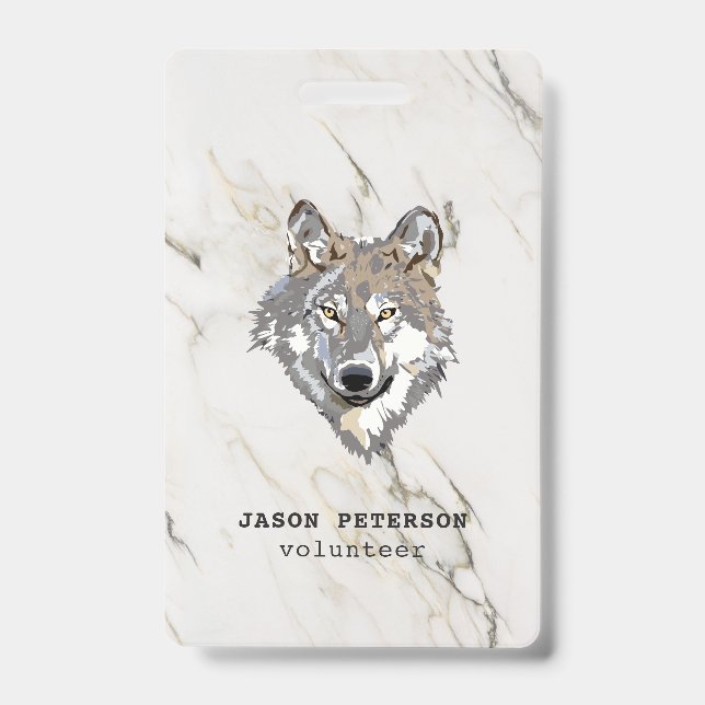 Wolf And Marble Stone ID Badge (Front)