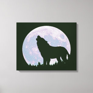 Wolf and moon canvas print