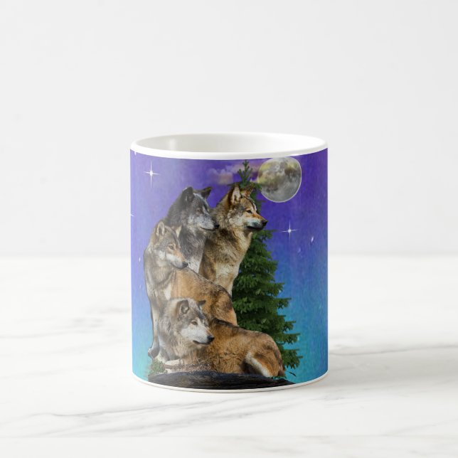 Wolf and Moon Coffee Mug (Center)