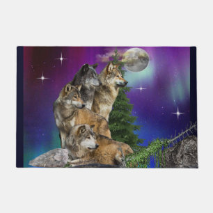 Wolf and Moon Doormat