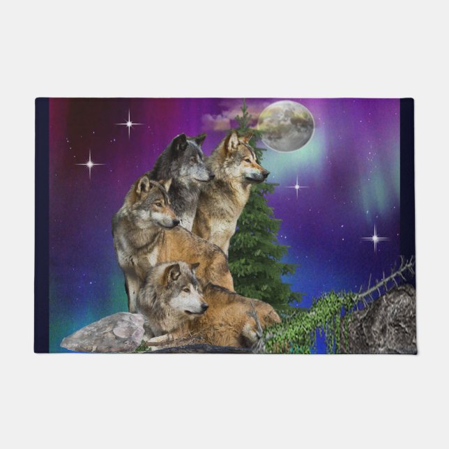 Wolf and Moon Doormat (Front)
