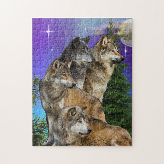 wolf and Moon Jigsaw Puzzle (Vertical)