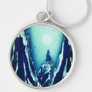 Wolf and Moon Key Ring