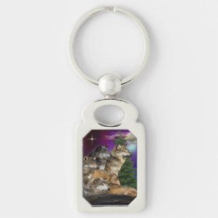 Wolf and Moon Key Ring