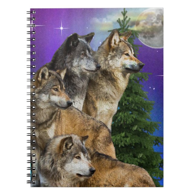 wolf and Moon Notebook (Front)