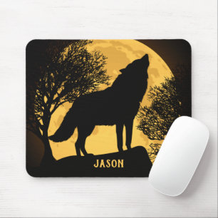 Wolf and Moon Personalised Mouse Pad Mousepad