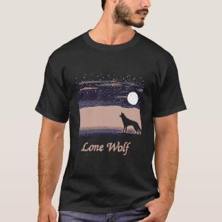 Wolf and Moon Pixel Art T-Shirt