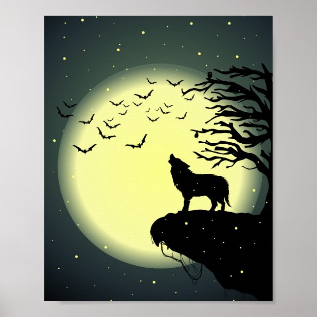 wolf and moon poster (Front)