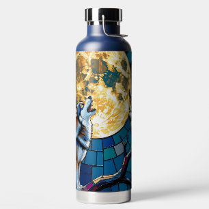  Wolf and Owl Mosaic Art Water Bottle