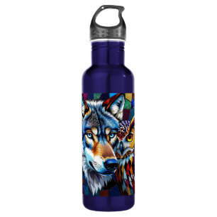 Wolf and Owl Vibrant and Colorful  710 Ml Water Bottle