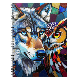 Wolf and Owl Vibrant and Colourful Notebook