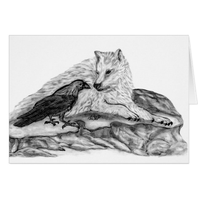 Wolf and Raven black and white design (Front Horizontal)