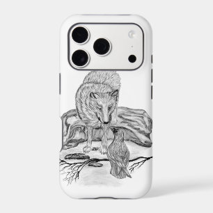 Wolf and Raven black and white design