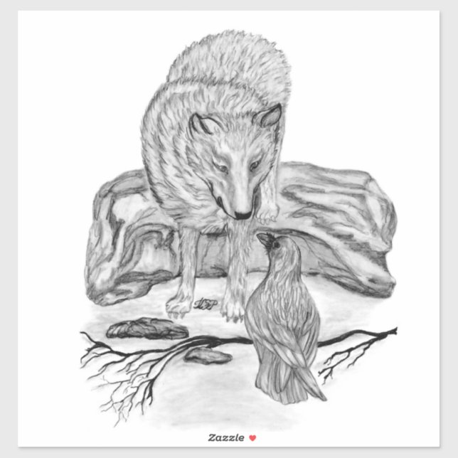 Wolf and Raven - Black and White Design (Sheet)