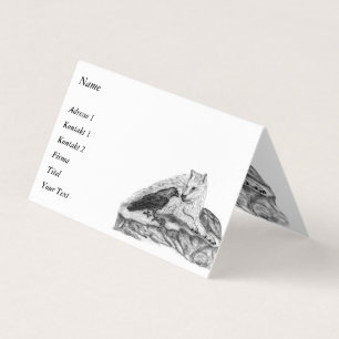Wolf and Raven - Black and White Design Business Card