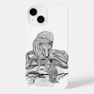 Wolf and Raven black and white design Case-Mate iPhone 14 Case