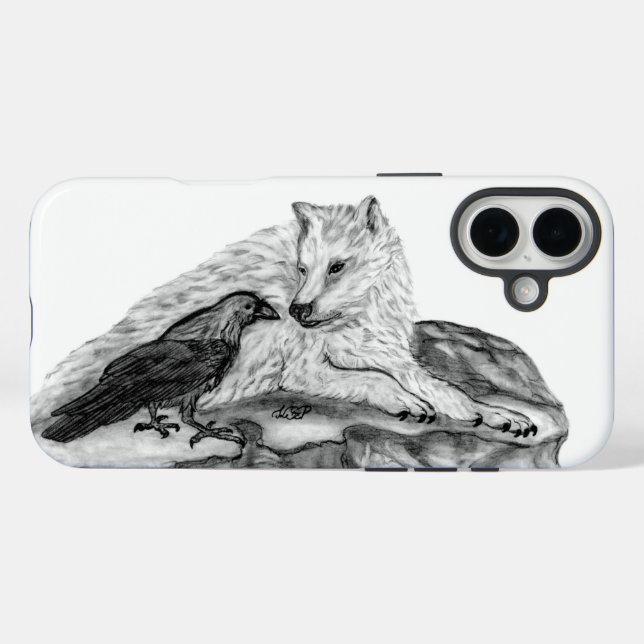 Wolf and Raven black and white design Case-Mate iPhone Case (Back (Horizontal))