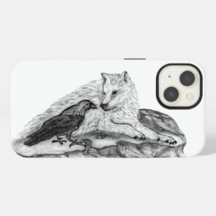 Wolf and Raven black and white design  iPhone 13 Case