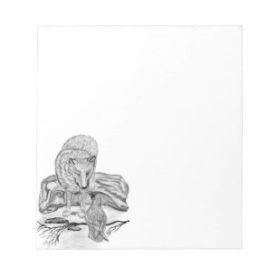 Wolf and Raven black and white design Notepad