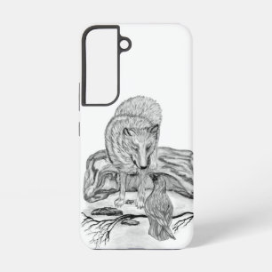 Wolf and Raven black and white design Samsung Galaxy Case