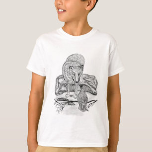 Wolf and Raven black and white design T-Shirt