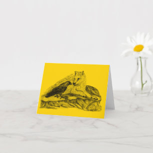 Wolf and Raven - Black and Yellow Design Card