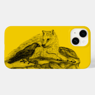 Wolf and Raven black and yellow design Case-Mate iPhone 14 Case