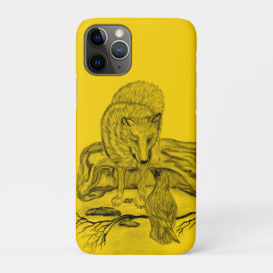 Wolf and Raven black and yellow design iPhone 11 Pro Case