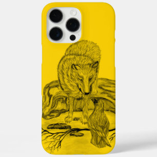 Wolf and Raven black and yellow design iPhone 16 Pro Max Case