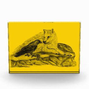 Wolf and Raven - Black and Yellow Design Photo Block