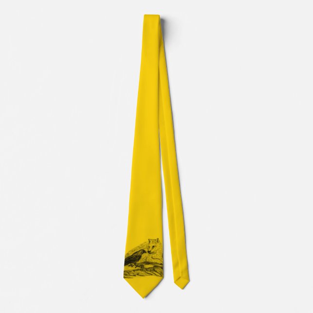Wolf and Raven - Black and Yellow Design Tie (Front)
