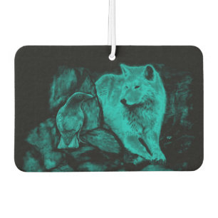 Wolf and Raven in the Night Car Air Freshener
