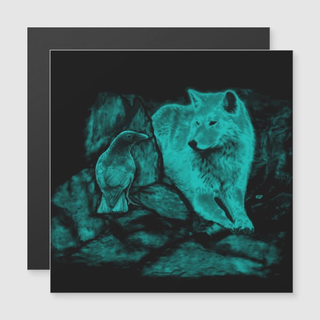 Wolf and Raven in the Night Card (Front/Back)