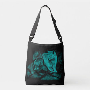 Wolf and Raven in the Night Crossbody Bag