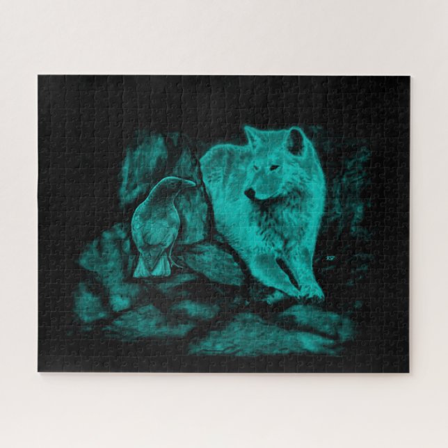 Wolf and Raven in the Night Jigsaw Puzzle (Horizontal)