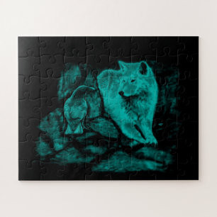 Wolf and Raven in the Night Jigsaw Puzzle