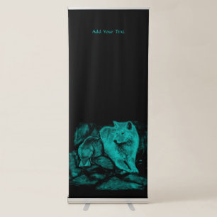 Wolf and Raven in the Night Retractable Banner