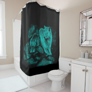 Wolf and Raven in the Night Shower Curtain