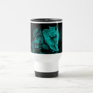 Wolf and Raven in the Night Travel Mug