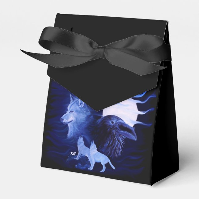Wolf and Raven with full moon Favour Box (Front Side)