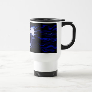 Wolf and Raven with full moon Travel Mug