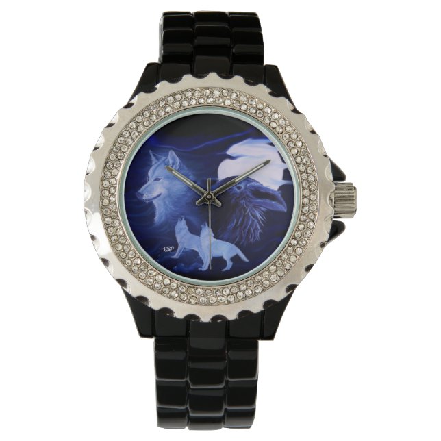 Wolf and Raven with full moon Watch (Front)
