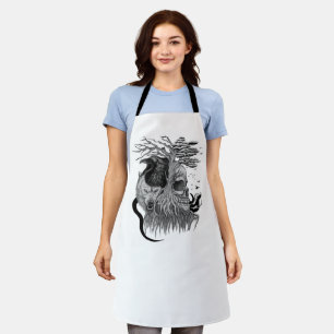 Wolf and Raven with Skull Apron